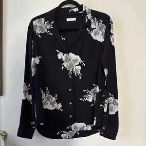 LAST CALL!! Equipment Black Floral Button-Up Blouse